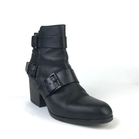 Vic Matie Leather Biker Moto Ankle Buckle Boots - Picture 2 of 8